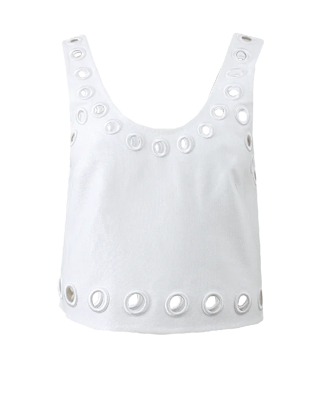 Embroidered Eyelet Tank