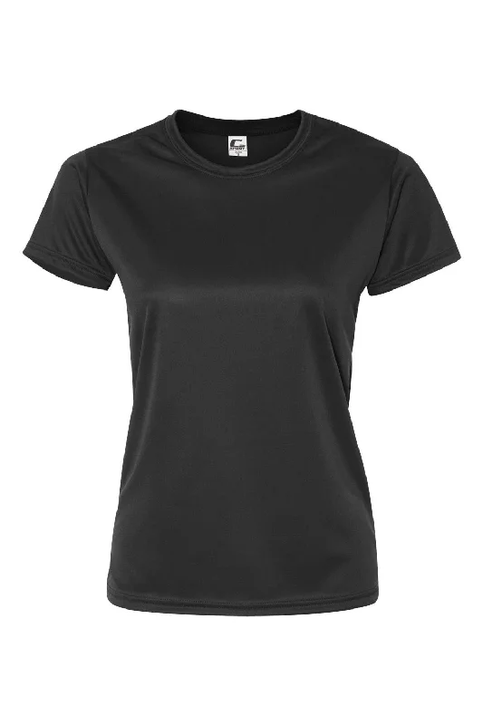 C2 Sport Womens Performance Moisture Wicking Short Sleeve Crewneck T-Shirt - Black