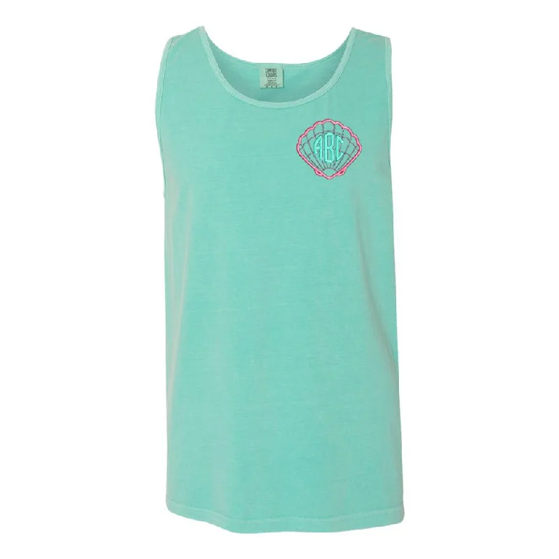 Monogrammed Seashells Comfort Colors Tank Top