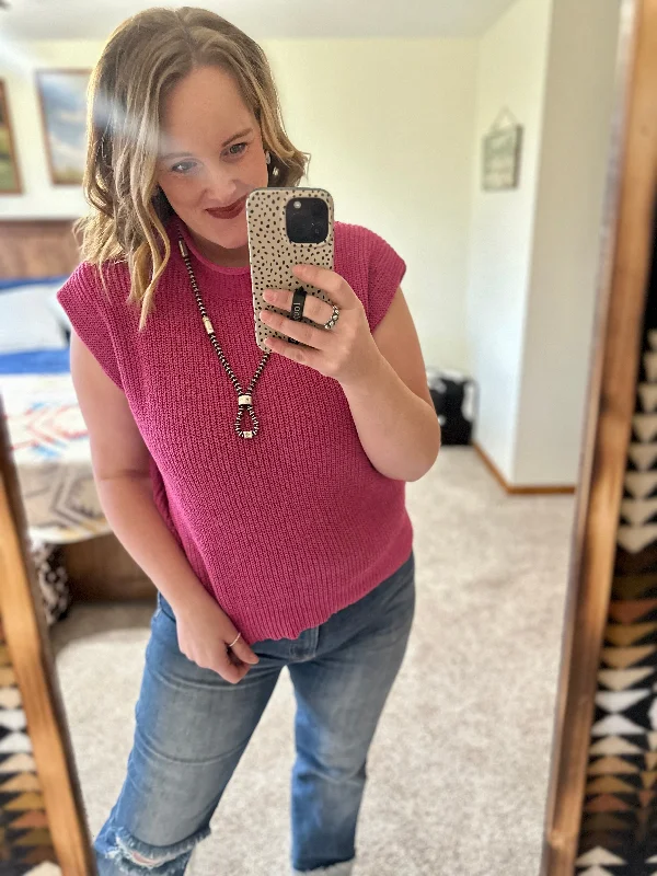 Magenta Sweater Vest Top