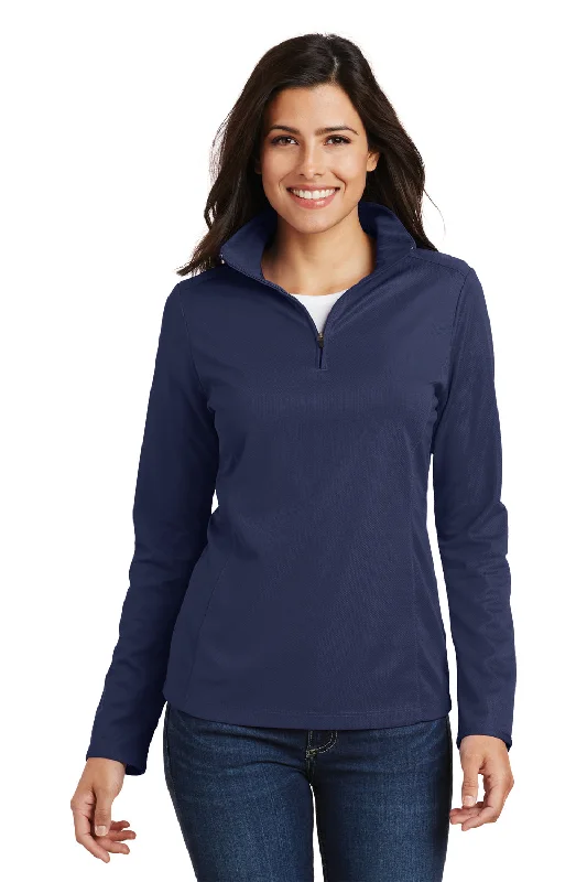 Port Authority Womens Moisture Wicking 1/4 Zip Sweatshirt - True Navy Blue