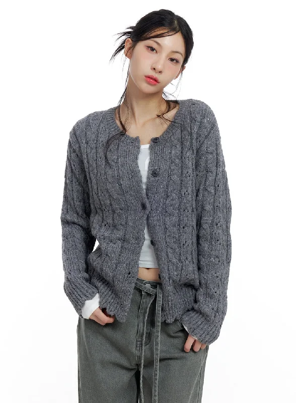 Cozy Cable Knit Wool Cardigan CO426