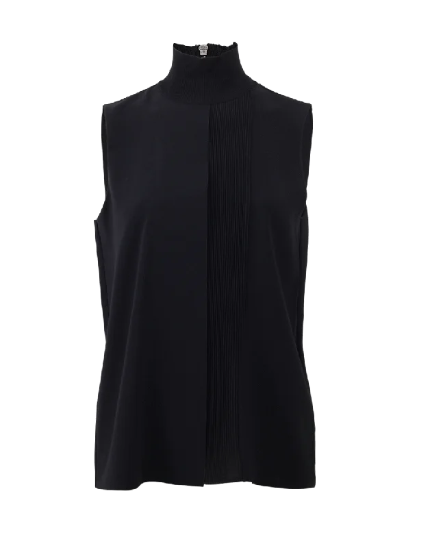 Laser Cut Sleeveless Turtleneck