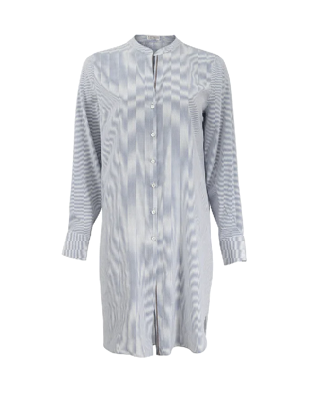 Monili Placket Striped Blouse