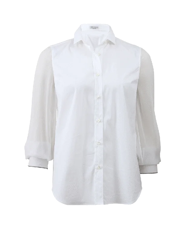 Silk Sleeve Poplin Blouse