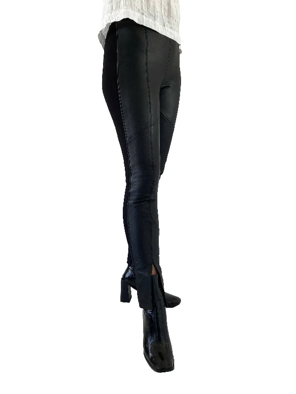 Split Front Leather Front Paneled Pants