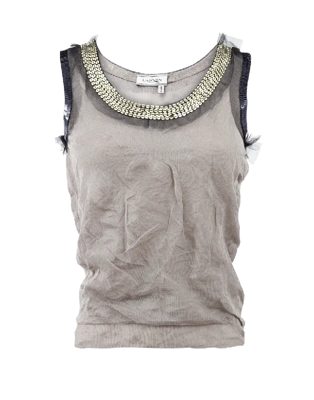 Crinkle Tank With Sequins