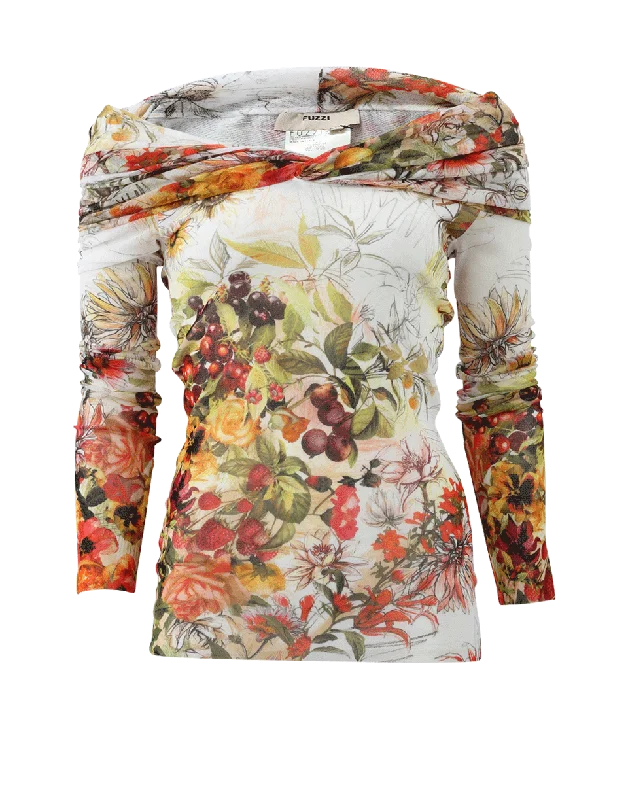 Floral Cowl Neck Print Top