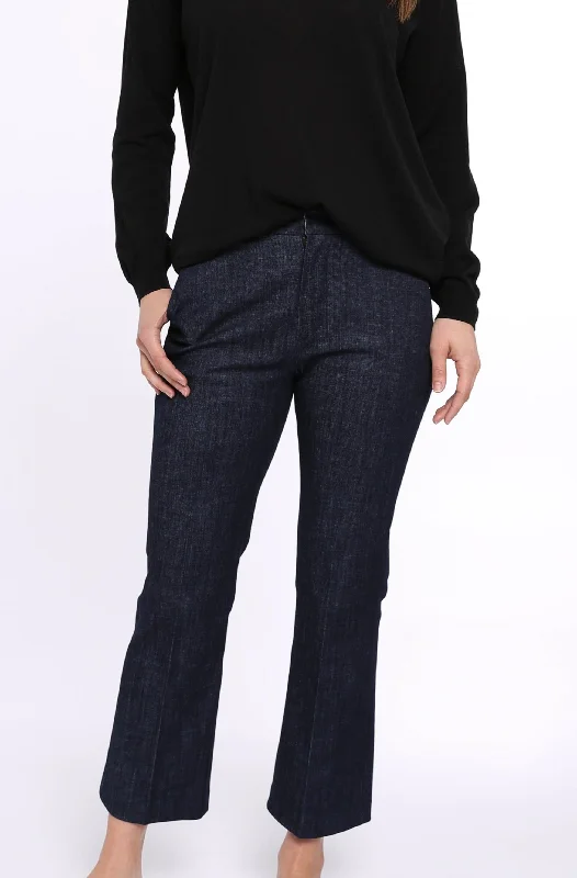 FLARE CROP-LENGTH TROUSER IN STRETCH COTTON DENIM