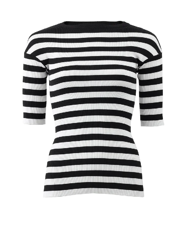 Three-Quarter Stripe Knit Tee