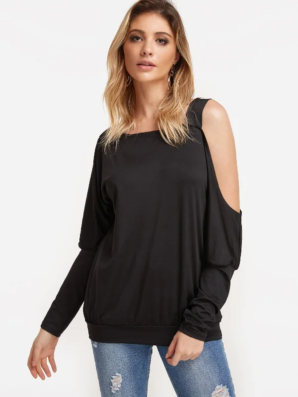 OEM ODM Long Sleeve Round Neck Black T-Shirt