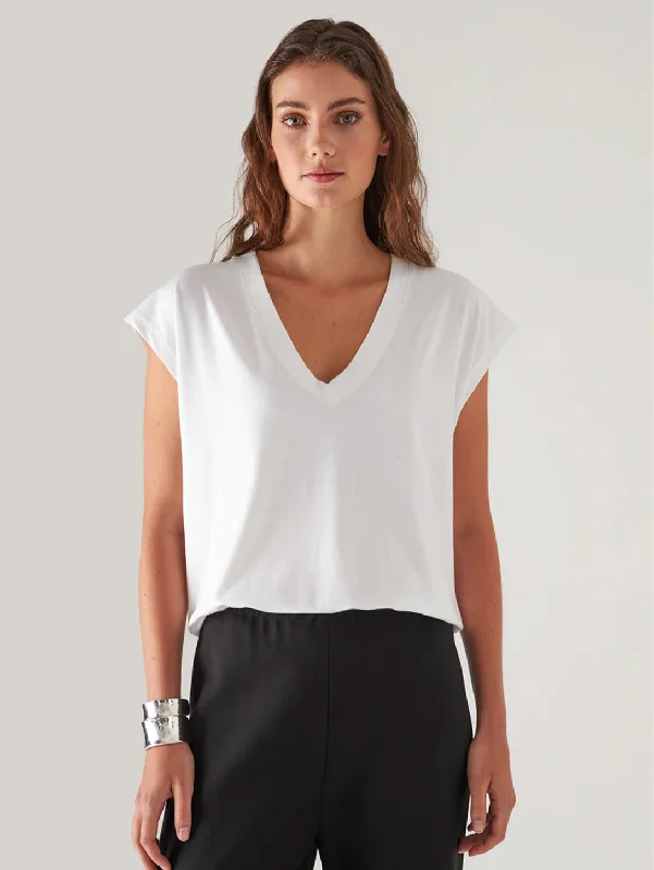 Dolman V-Neck Tee - White