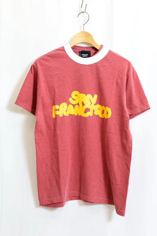 TODAY edition / Printed Ringer "SAN FRANCISCO" SS Tee - Crimson