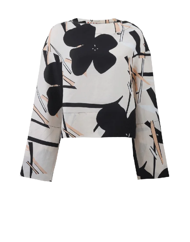 Boatneck Printed Blouse