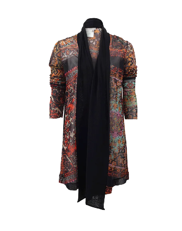 Draped Front Print Cardigan