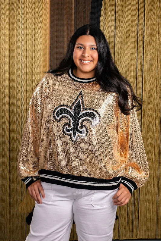 Licensed Gold Full Sequin Fleur De Lis Sweater