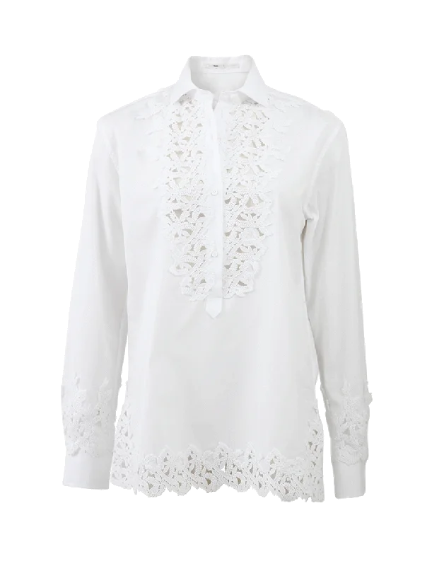 Henley Shirt With Lace Bib