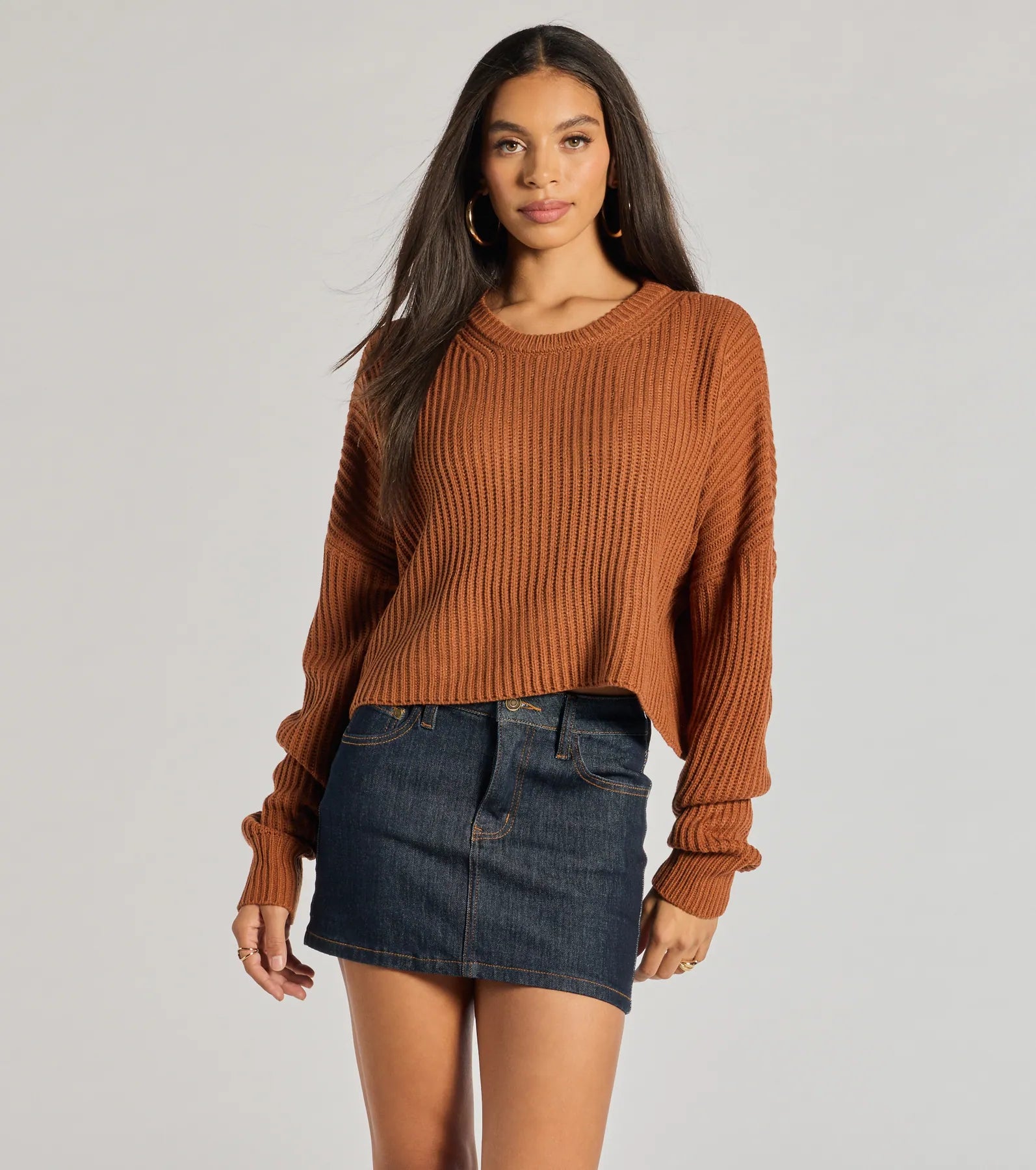 Chic Crew Ribbed Knit Sweater