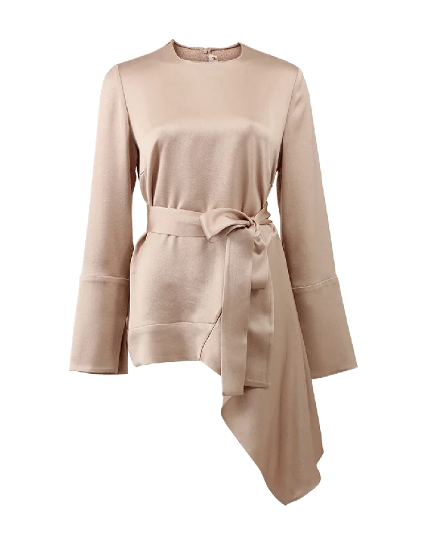 Crepe Satin Belted Blouse