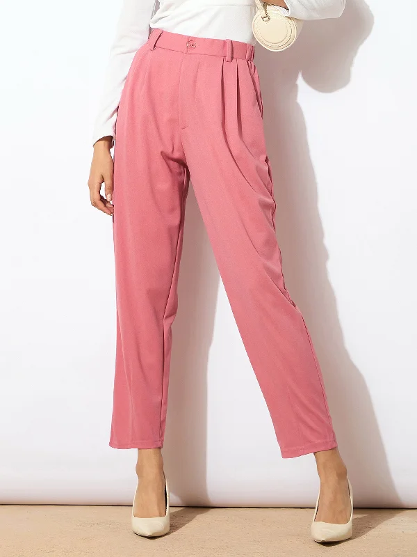 Women Pink Tapered Pants