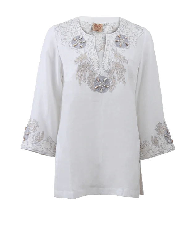 Sand Dollar Embroidered Tunic