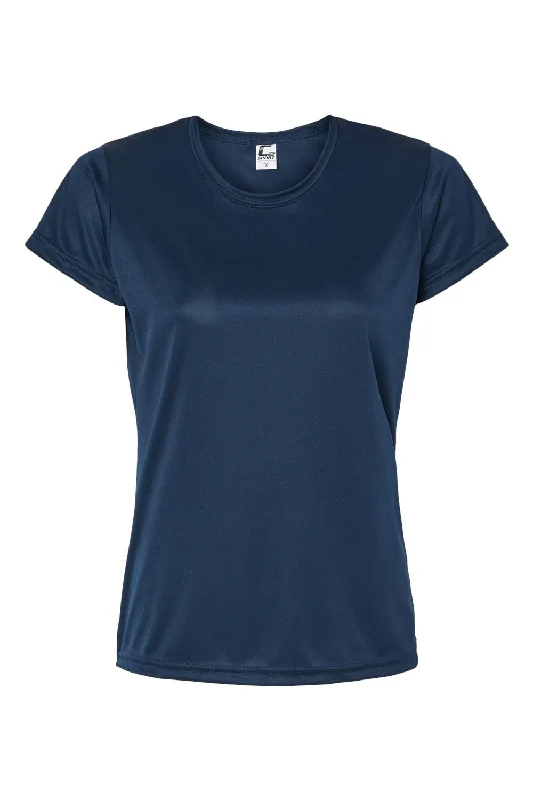 C2 Sport Womens Performance Moisture Wicking Short Sleeve Crewneck T-Shirt - Navy Blue