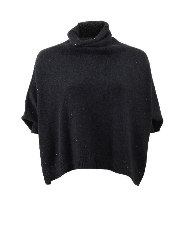 Cowl Neck Cropped Paillette Sweater