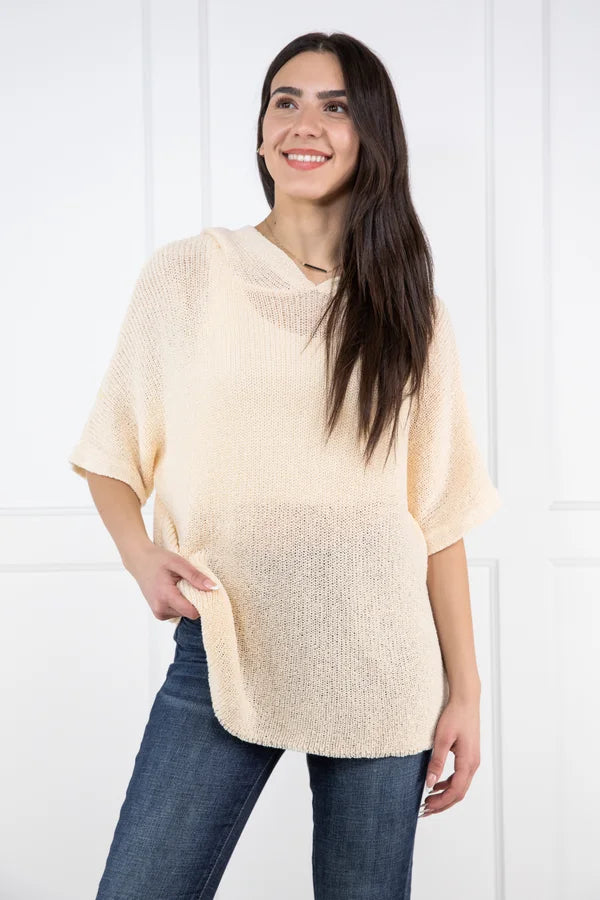 Driftwood Daydreams Hooded Short Sleeve Sweater * Final Sale*