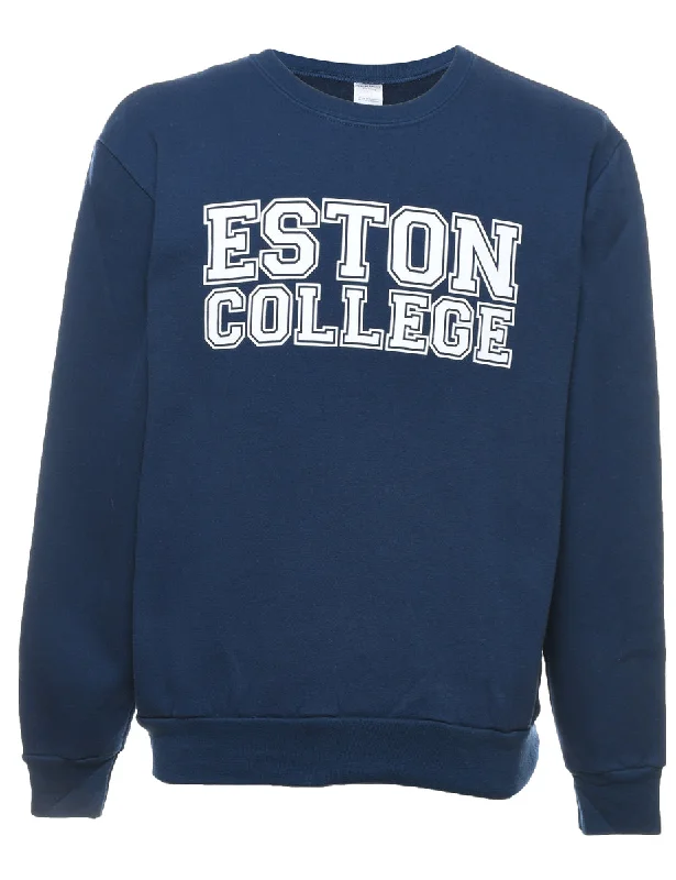 Eston College Navy & White Printed Sweatshirt - M