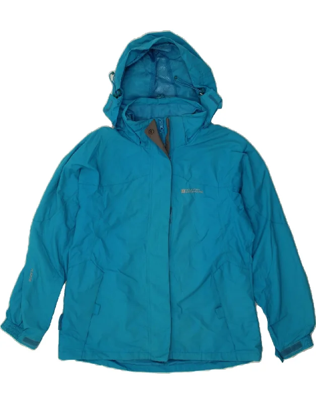 MOUNTAIN WAREHOUSE Womens Hooded Rain Jacket UK 14 Medium Blue Nylon