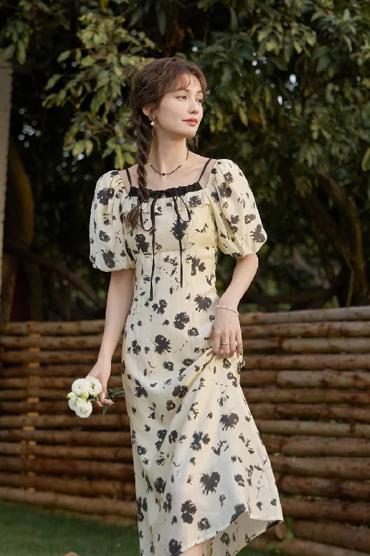 Black Floral Maxi Dress for Women