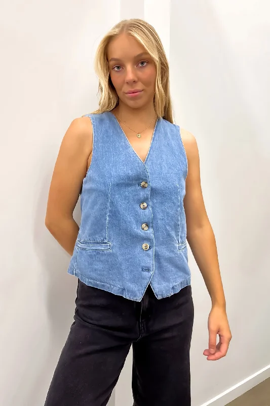 Danny Denim Vest Light Blue