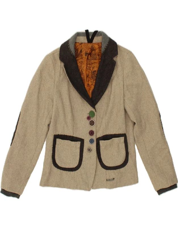 DESIGUAL Womens Blazer Jacket EU 44 XL Beige