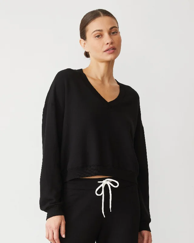 Softfleece Crop V Neck Sweatshirt