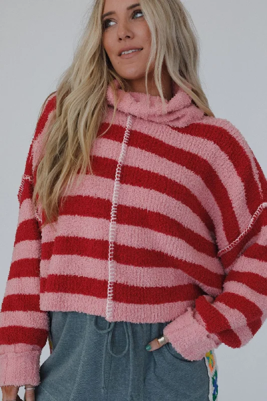 Ruby Striped Turtleneck Top - Coral Multi